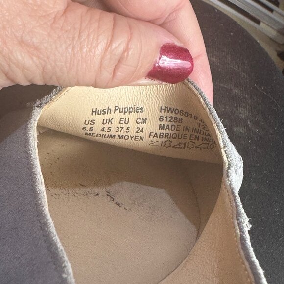 Hush Puppies Suede Gray Pointed Toe Slip On Flats Comfort Size 6.5 Rubber Sole - Picture 5 of 6